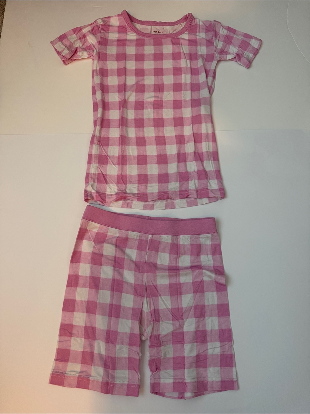 Little Sleepies Pink and White Gingham Short Sleeve Pajama Set